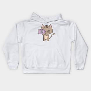 Cat as Photographer with Camera Kids Hoodie